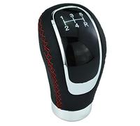 Temzzer 5 Speed Car Shifter Knob Light Transmission Stick PU Leather Gear Lever Handle for Most Manual Automotive Vehicles (Red Stitches)
