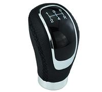 Temzzer 5 Speed Car Shifter Knob PU Leather Gear Lever Handle Car Transmission Stick Head for Most Manual Automotive Vehicles (Black Stitches)