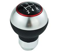 Temzzer 5 Speed Gear Shifter Knob Ball PU Leather Shift Stick Lever Head for Most Manual Automotive Vehicles (Black, Silver)