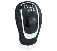 Temzzer 6 Speed Gear Shift Handle Knob Leather Grip Shifter Lever Head for Most Manual Automotive Vehicles (Black Stitches)