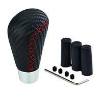 Temzzer Car Gear Shifter Knob PU Leather Lever Handle for Most Manual Automotive Vehicles (Red Stitches)