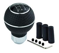 Temzzer Gear Shift Knob 5 Speed Ball Leather Shifter Stick Transmission Handle for Most Manual Automatic Vehicles (Silver)