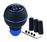 Temzzer Gear Shift Knob 5 Speed Ball Leather Shifter Stick Transmission Handle for Most Manual Automatic Vehicles (Blue)