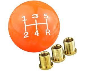Temzzer Gear Shift Knob 5 Speed Ball Shifter Stick Head Resin Gear Lever Handle for Most Manual Automatic Vehicles M10x1.5 M10x1.25 M8x1.25 (Orange 3)