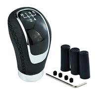 Temzzer Gear Shift knob 5 Speed Leather Shifter Stick Head for Most Manual Automatic Vehicles (Black Stitches)