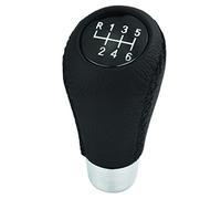 Temzzer Gear Shifter Knob 6 Speed Car Shift Handle Leather Gear Stick Head for Most Manual Automatic Vehicles (Black Stitches)