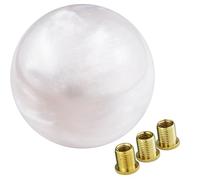 Temzzer Gear Shifter Knob Billiard Shapes Shift Stick Lever Handle Resin Gear Shift Handle for Most Manual Automatic Vehicles M10x1.5 M10x1.25 M8x1.25 (White)