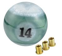 Temzzer Gear Shifter Knob Billiard Shapes Shift Stick Lever Handle Resin Gear Shift Handle for Most Manual Automatic Vehicles M10x1.5 M10x1.25 M8x1.25 (White, Green 14)