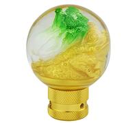Temzzer Golden Wealth Ball Car Gear Shifter Lever Knob Transparent Resin Vehicle Shift Knob Stick Lever for Most Manual Automotive Vehicles (Gold,Green)