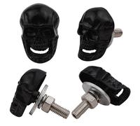 Temzzer License Plate Frame Screws Smile Skull Car Tag Fasteners Anti Theft License Bolts for Most Vehicle Motorcycle, 4 PCS(Black)