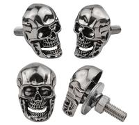 Temzzer License Plate Frame Screws Smile Skull Car Tag Fasteners Anti Theft License Bolts for Most Vehicle Motorcycle, 4 PCS(Silver)