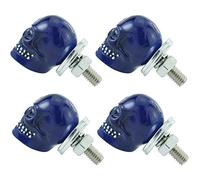 Temzzer Number Plate Screws Skull License Frame Fixings Anti Theft Accessories Bolts for Most Motorcycle Car Plate, Blue (4PCS)