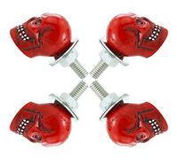 Temzzer Number Plate Screws Skull License Frame Fixings Trim Anti Theft Accessories Bolts for Most Motorcycle Car Plate, Red (4PCS)