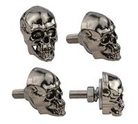 Temzzer Plate Screws Skull Anti-Theft Plate Fasteners Car Tag Frame Screws fit Most Vehicle Motorcycle 4 PCS (Silver)
