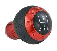 Temzzer Red Gear Knob 5 Speed Shift Handle Leather Gear Knob for Most Manual Vehicles