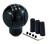 Temzzer Shifter Knob 5 Speed Leather Gear Shift Handle Car Ball Transmission Lever Head for Most Manual Automatic Vehicles (Black)