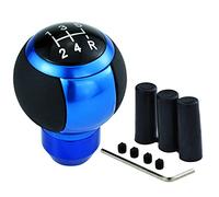 Temzzer Shifter Knob 5 Speed Leather Gear Shift Handle Car Ball Transmission Lever Head for Most Manual Automatic Vehicles (Blue)
