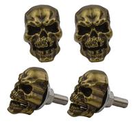 Temzzer Skull Car Tag Frame Screws License Plate Screw Kits Anti-Theft Car Plate Fasteners for Most Vehicle Motorcycle 4 PCS (Copper)
