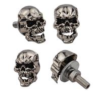 Temzzer Skull Car Tag Frame Screws License Plate Screw Kits Anti-Theft Car Plate Fasteners for Most Vehicle Motorcycle 4 PCS (Sliver)