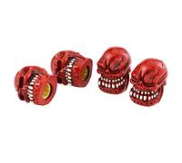 Temzzer Skull Car Tyre Valve Stem Caps 4PC Skeleton Bike Tire Wheel Air Rim Covers for Most Vehicles Bicycles Motorcycles,Red