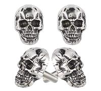 Temzzer Skull License Plate Bolts Anti-Theft Car Tag Frame Screws for Most Vehicle Motorcycle 4 PCS (Silver 2)