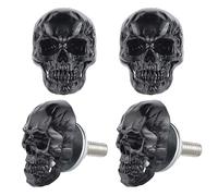 Temzzer Skull License Plate Bolts Anti-Theft Car Tag Frame Screws for Most Vehicle Motorcycle 4 PCS (Black)