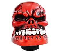 Temzzer Skull Resin Car Gear Shift Lever Handle Heavy Shiny Transmission Gear Shifter Knob for Most Manual Automotive Vehicles (Red)