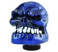 Temzzer Skull Resin Car Gear Shift Lever Handle Heavy Shiny Transmission Gear Shifter Knob for Most Manual Automotive Vehicles (Blue)