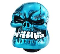 Temzzer Skull Resin Car Gear Shift Lever Handle Heavy Shiny Transmission Gear Shifter Knob for Most Manual Automotive Vehicles (Metallic Blue)