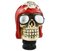 Temzzer Skull Resin Transmission Gear Shifter Stick Knob Heavy Shiny Vehicle Shifter Lever Handle for Most Manual Automotive Vehicles (Red)