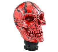 Temzzer Skull Resin Transmission Shift Lever Knob Heavy Shiny Vehicle Shifter Handle Stick Head for Most Manual Automotive Vehicles (Red Pattern)