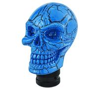 Temzzer Skull Resin Transmission Shift Lever Knob Heavy Shiny Vehicle Shifter Handle Stick Head for Most Manual Automotive Vehicles (Blue Pattern)