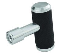 Temzzer T Shifter Knob Leather Shift Knob Gear Shift Stick Head for Most Manual Automatic Vehicles (Silver)