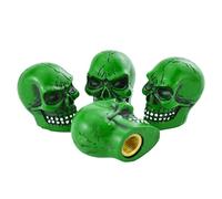Temzzer Valve Caps Skull Tire Stem Valve Covers Car Tyre Rim Caps Resin for Most Vehicles Bicycles Motorcycles 4Pcs, Green