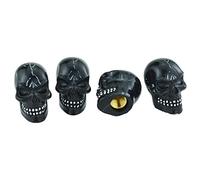Temzzer Valve Caps Skull Tire Stem Valve Covers Car Tyre Rim Caps Resin for Most Vehicles Bicycles Motorcycles 4Pcs, Black