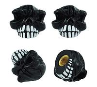 Temzzer Valve Stem Caps Skull 4pcs Car Tire Valve Caps for Most Vehicles Bikes Motorcycles, Black