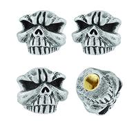 Temzzer Valve Stem Caps Skull 4pcs Car Tire Valve Caps for Most Vehicles Bikes Motorcycles, Silver