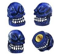 Temzzer Valve Stem Caps Skull Bike Tire Air Rim Covers for Most Vehicles Bicycles Motorcycles 4pcs,Blue