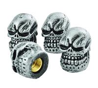 Temzzer Valve Stem Caps Skull Bike Tire Air Rim Covers for Most Vehicles Bicycles Motorcycles 4pcs,Silver