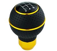 Temzzer Yellow Gear Knob 5 Speed Ball Leather Stick Shift Handle for Most Manual Automatic Vehicles