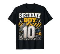 Ten 10th Birthday Construction Excavator 10 Year Old Boys Value Graphic T-Shirt, Men, Black, XL
