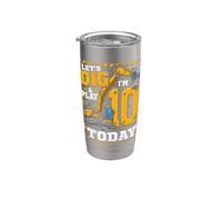 Ten 10th Birthday Excavator Construction 10 Year Old Boys Stainless Steel Insulated Tumbler