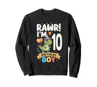 Ten 10th Birthday Rawr Dinosaur 10 Year Old Birthday Boy Sweatshirt
