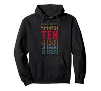 Ten 10th Birthday Retro Layered Text 10 Year Old Pullover Hoodie