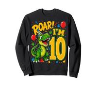 Ten 10th Birthday Roar Dinosaur 10 Year Old Birthday Boy Sweatshirt