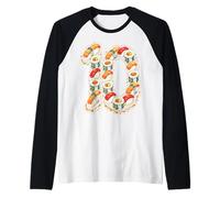 Ten 10th Birthday Sushi Kawaii Cuisine 10 Year Old Girls Raglan Baseball Tee