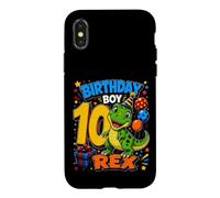 Ten 10yr 10th Birthday Boy Dinosaur 10 Year Old Toddler Boys Case for iPhone X/XS