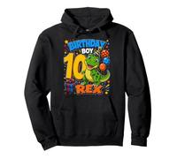 Ten 10yr 10th Birthday Boy Dinosaur 10 Year Old Toddler Boys Pullover Hoodie