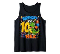 Ten 10yr 10th Birthday Boy Dinosaur 10 Year Old Toddler Boys Tank Top
