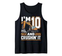 Ten 10yr 10th Birthday Construction Truck 10 Year Old Boy Tank Top